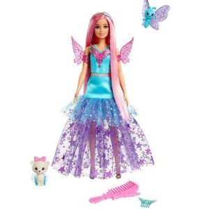 BONECA BARBIE FADA TOQUE DE MÁGICA + PET E ESCOVA PARA PENTEAR