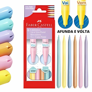 CANETINHA HIDROGRAFICA VAI E VEM 6 CORES PASTEIS - FABER CASTELL