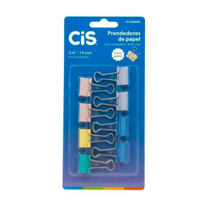 Prendedor de papel Cis Pastel Binder 19 mm - 8 Unidades