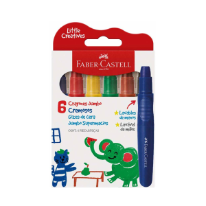 GIZ DE CERA JUMBO RETRATIL 06 CORES - FABER CASTELL